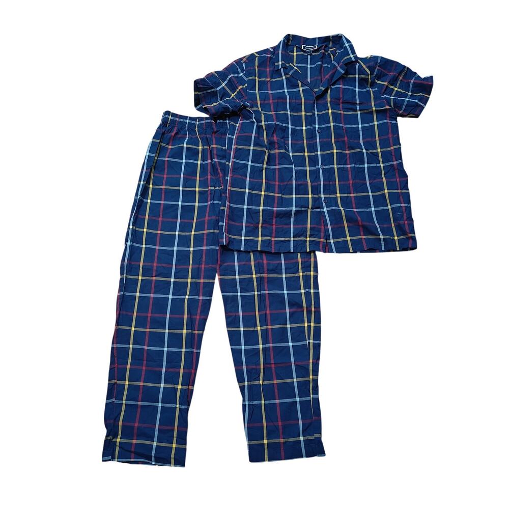 Club Room Men's Plaid Pajama Set Lightweight 100% Cotton Large